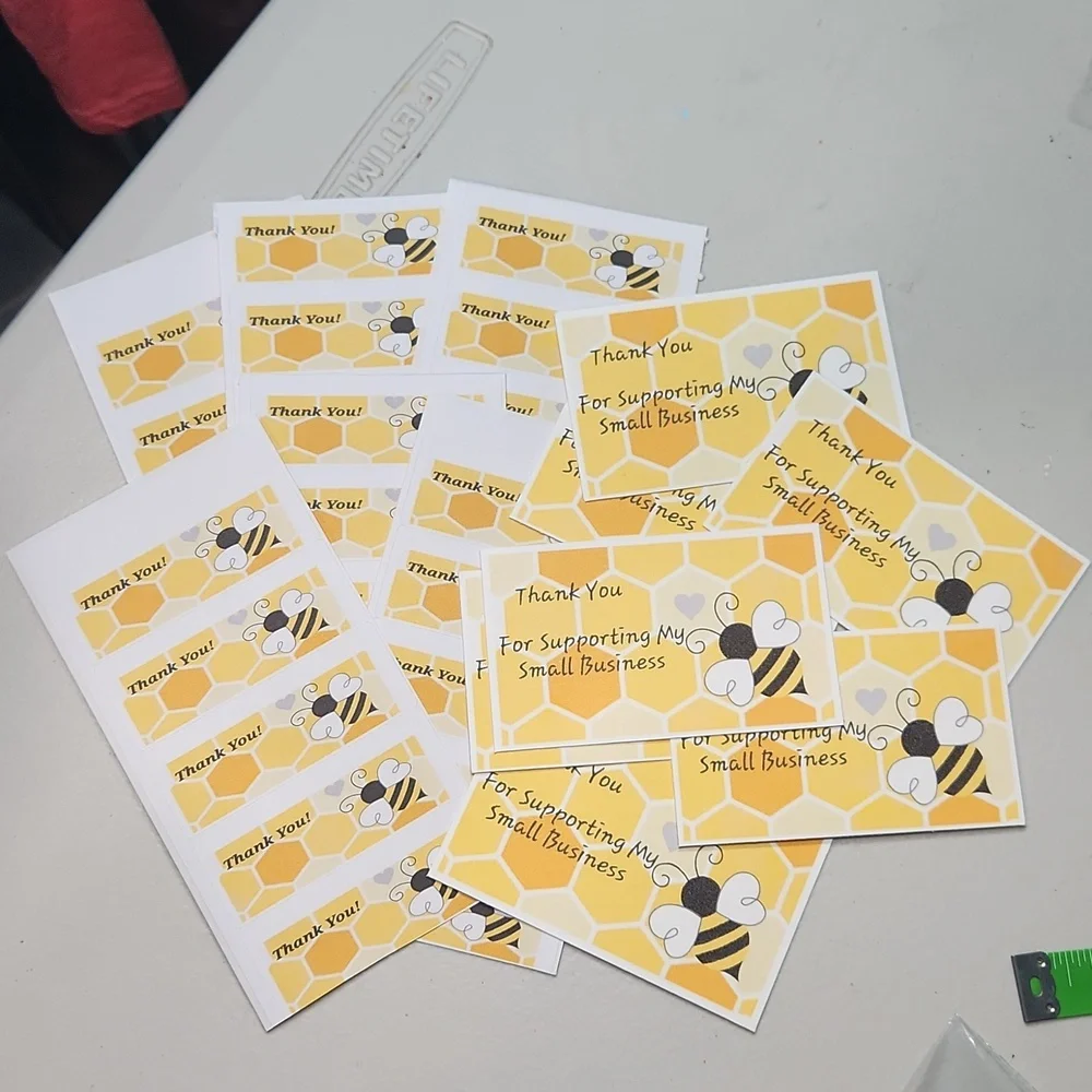 Bee & Honeycomb Business Thank You Cards 50pk & 100 Thank You Stickers Combo